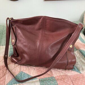 Vintage High Fashion Handbags Italian Leather Burgundy Slouchy Hobo Shoulder